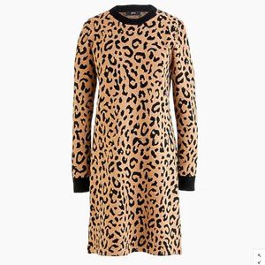 NWT J. Crew Leopard Long-Sleeve Mini Sweater-Dress (Size XS)